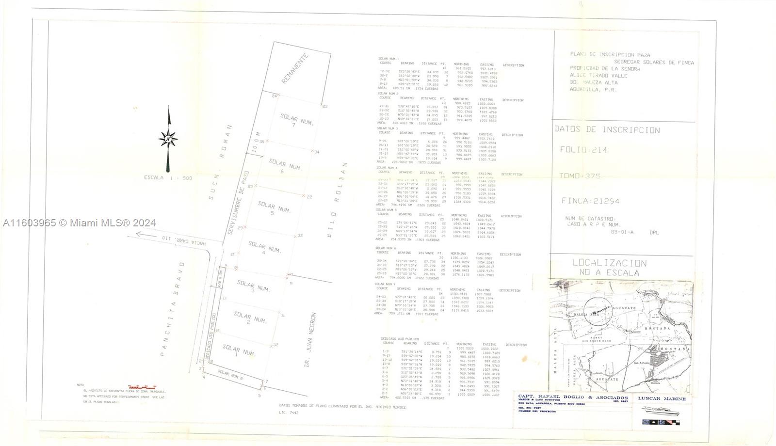 This is a land survey map showing the subdivision of a property into multiple lots — CARR 110 KM.HM 9.9 NW  OCEAN VIEW 2965.66SM, PR 00603, PR