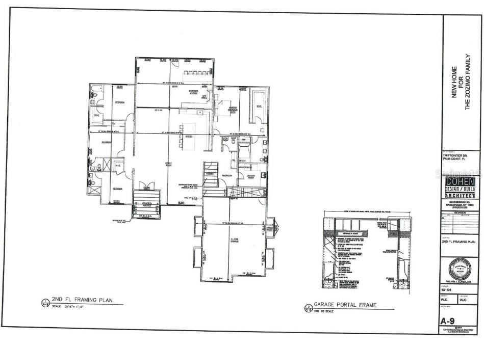 This is a 2nd floor framing plan for a residential home design — 176 FRONTIER DRIVE, PALM COAST, FL