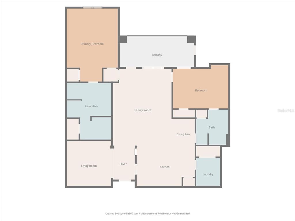 This is a floor plan showing a two-bedroom apartment with a balcony and laundry room — 5048 SHOREWAY LOOP UNIT 10204, ORLANDO, FL