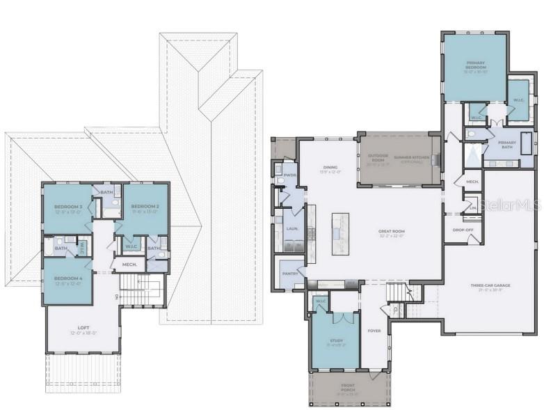 This floor plan shows the layout of a two-story house with a garage and porch — 7804 LAKE FLORES AVENUE, BRADENTON, FL