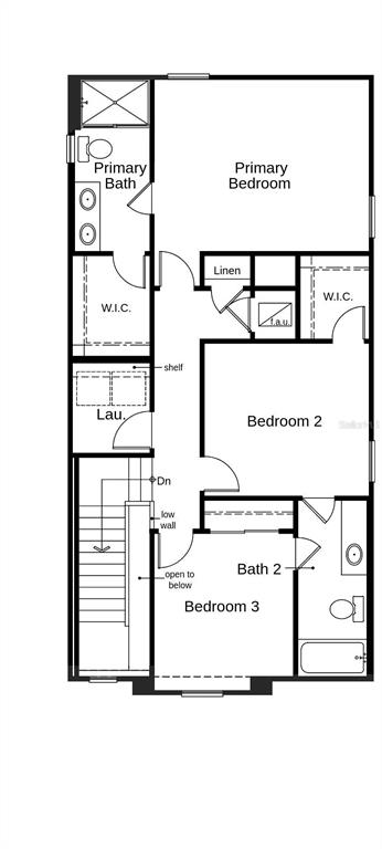 This is a floor plan showing the upper level of a three-bedroom residential home — 9620 WESTSIDE HILLS DRIVE, DAVENPORT, FL