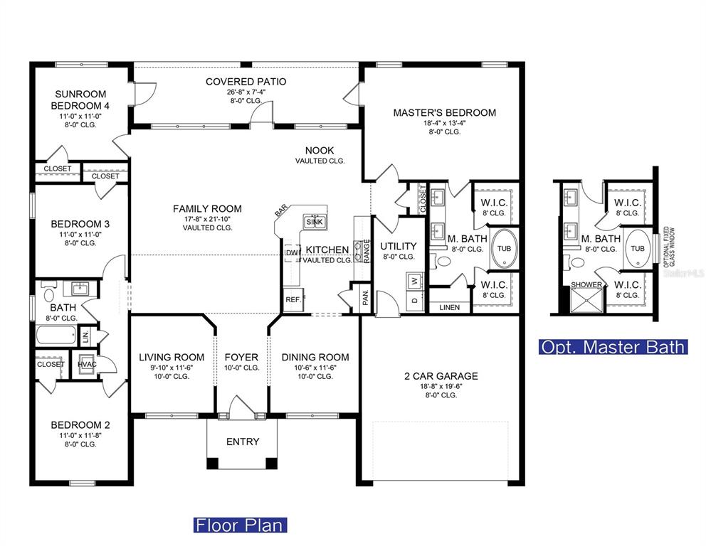 This floor plan shows a single-story house layout with four bedrooms and a two-car garage — 4110 UNION LANE, NORTH PORT, FL