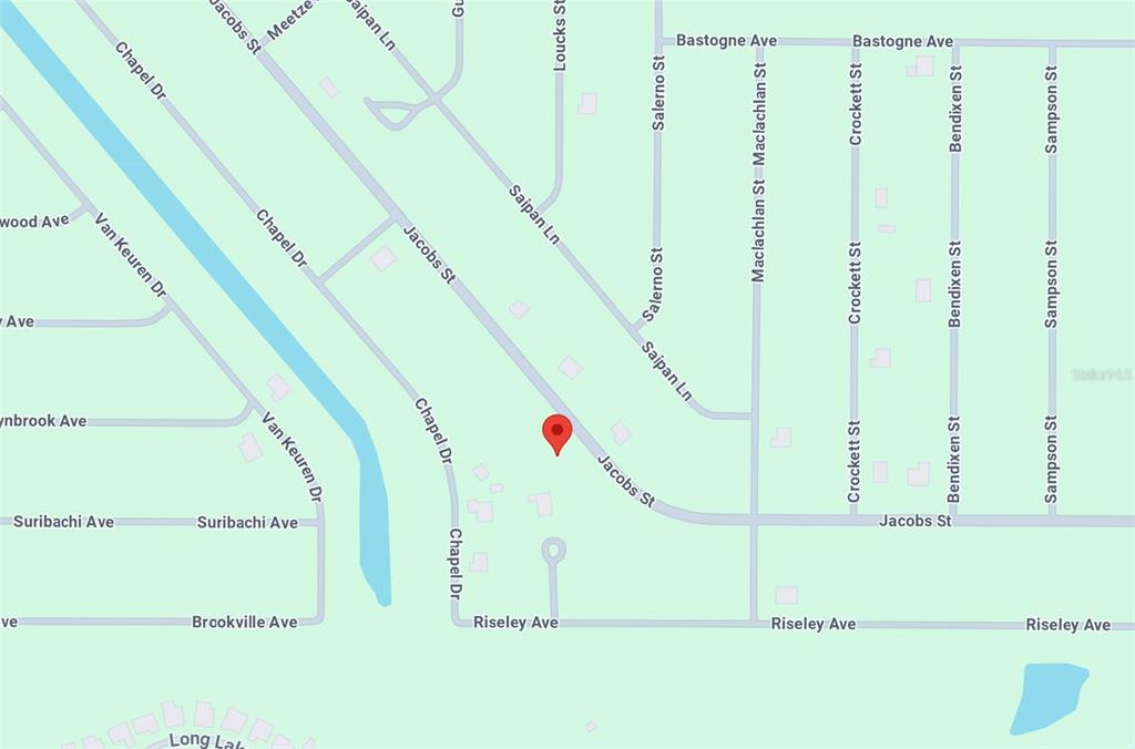 This is a map showing streets and a location marker in a residential neighborhood — 2521 & 2529 JACOBS STREET, PORT CHARLOTTE, FL