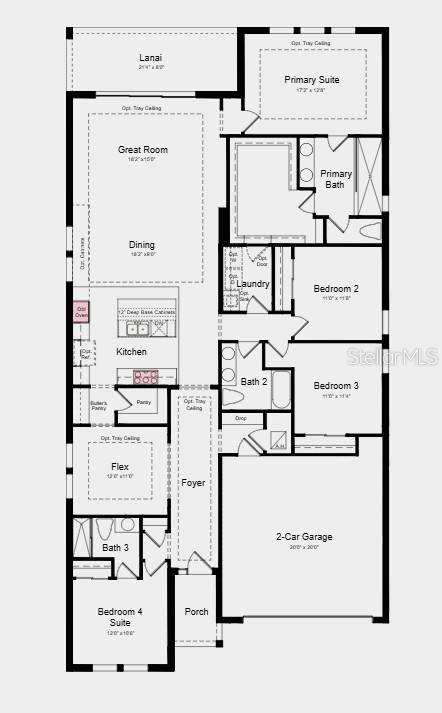 This is a floor plan for a single-story house with four bedrooms and a garage — 11783 RALLY RANGE WAY, SAN ANTONIO, FL