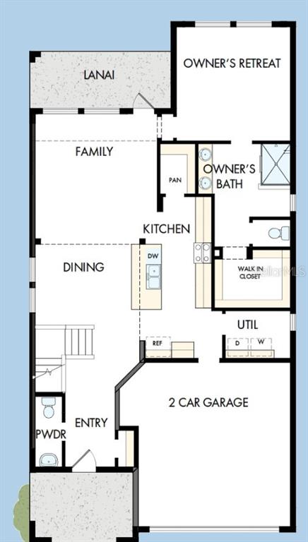 This is a floor plan for a single-story home featuring a two-car garage and lanai — 2778 SOLETA VIEW, ODESSA, FL
