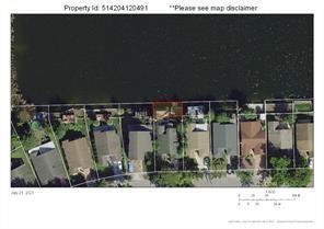 This is an aerial map view of a residential property bordering a lake — 28th Street, Hollywood FL 33020, HOLLYWOOD, FL
