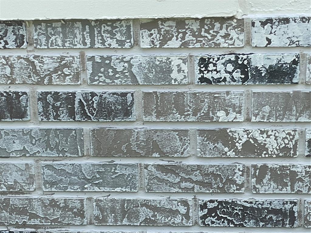 Close-up view of a brick wall with a distressed, whitewashed finish — 611 ORANGE AVENUE, LONGWOOD, FL