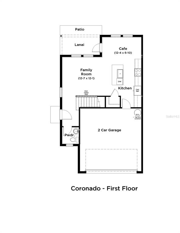This is a floor plan for the first level of a home with a garage — 2712 MEADOW CREST DRIVE, ST CLOUD, FL