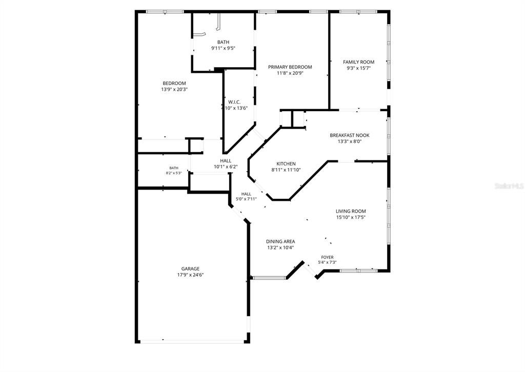 This is a floor plan showing a house with a garage, kitchen, and multiple bedrooms — 2662 APPLELEAF COURT, SPRING HILL, FL