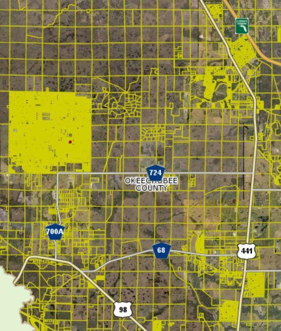 This is a map showing property boundaries and major roads in Okeechobee County, Florida — 16431 NW 270th Street, Okeechobee FL 34972, OKEECHOBEE, FL