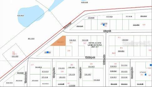 This is a plat map showing property lot lines and street names in a residential area — RILEY STREET, INTERLACHEN, FL