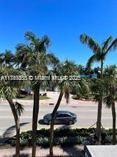 A view of a street with a car and palm trees under a clear blue sky — 6450 Collins Ave # 206, Miami Beach FL 33141, MIAMI BEACH, FL