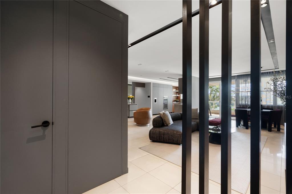 A view from a doorway into a modern living area with a dark wood screen — 592 TTE CESAR GONALEZ AVE, TORRE CIBELES, TORRE I AVENUE UNIT 213, SAN JUAN, PR