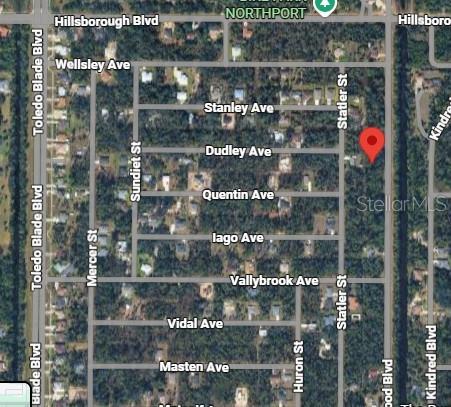 This is an aerial map showing a residential area with a red location marker — 99 COLLINGSWOOD BOULEVARD, PORT CHARLOTTE, FL