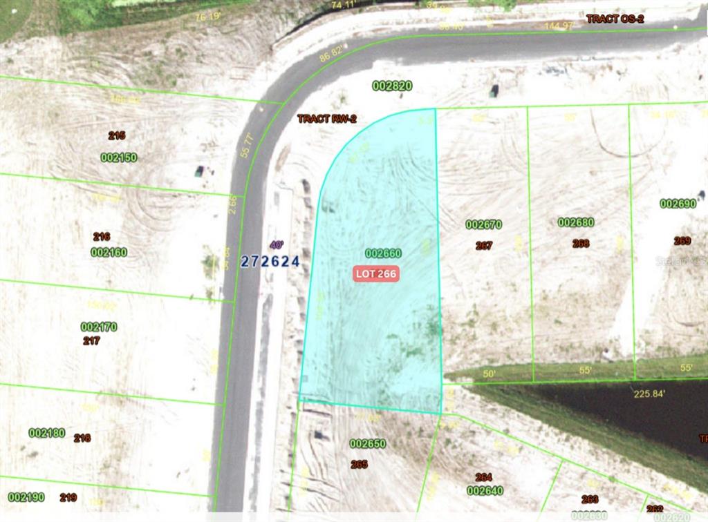 This is a plat map showing a highlighted residential lot and surrounding property boundaries — 1249 BUTTERFLY ORCHID ROAD, DAVENPORT, FL