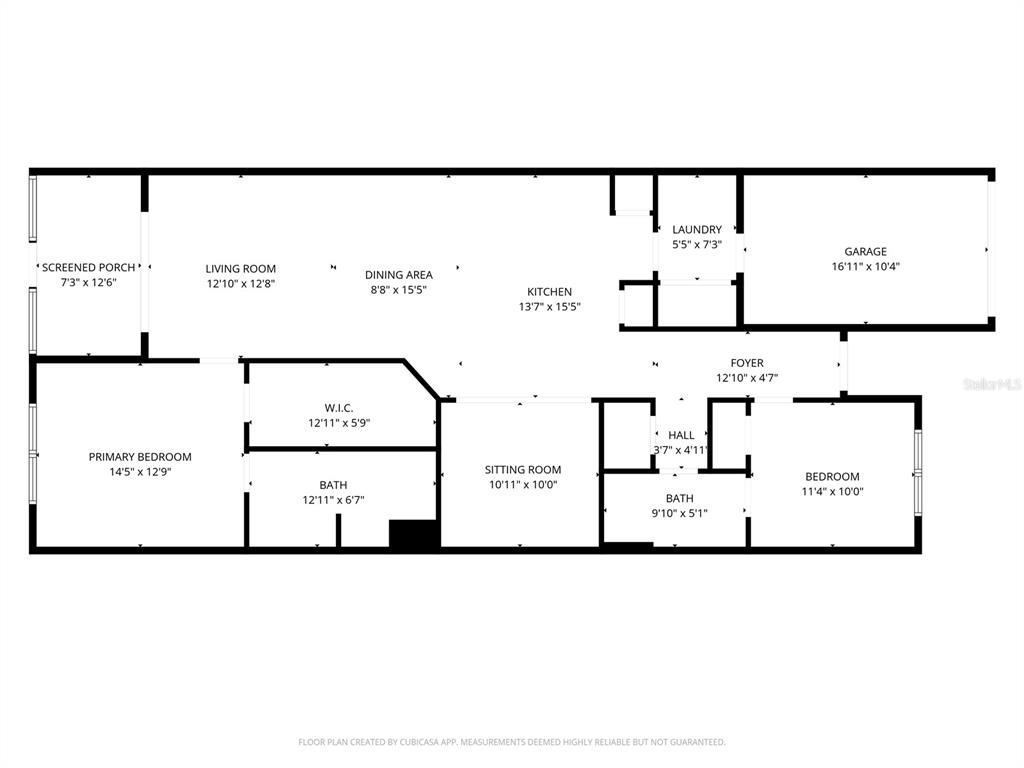 This is a floor plan showing a home with two bedrooms, two baths, and a garage — 3632 SOLANA CIRCLE UNIT B, CLERMONT, FL
