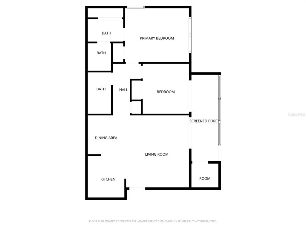 This is a floor plan showing a home with a kitchen, living room, and two bedrooms — 2542 OAK PARK WAY UNIT 101, ORLANDO, FL