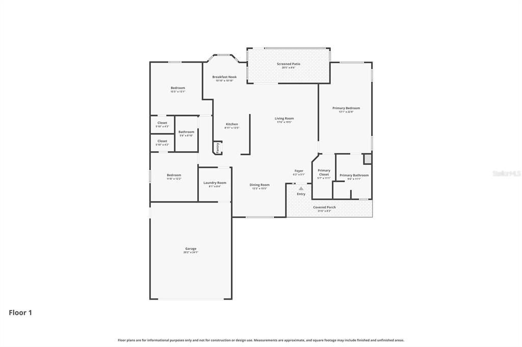 This is a floor plan for a single-story house with a garage and screened patio — 4772 NW 30TH PLACE, OCALA, FL