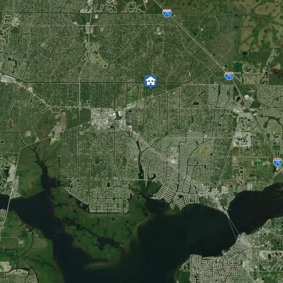 This is a satellite map showing a residential area with a house icon marker — 20264 ELROSE AVENUE, PORT CHARLOTTE, FL