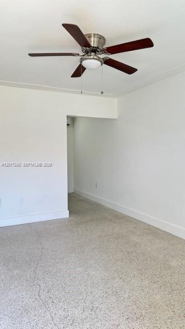 A room with white walls, a ceiling fan, and a light-colored speckled floor — 3085 W Flagler St # 2, Miami FL 33135, MIAMI, FL