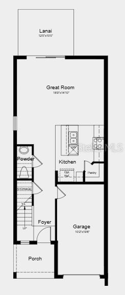 This is a floor plan of a home's first level featuring a garage and lanai — 2631 BALMERINO WAY, MOUNT DORA, FL
