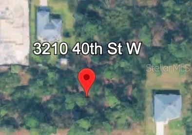 This is a satellite map view showing a vacant lot with trees and surrounding houses — 3210 40TH STREET W, LEHIGH ACRES, FL
