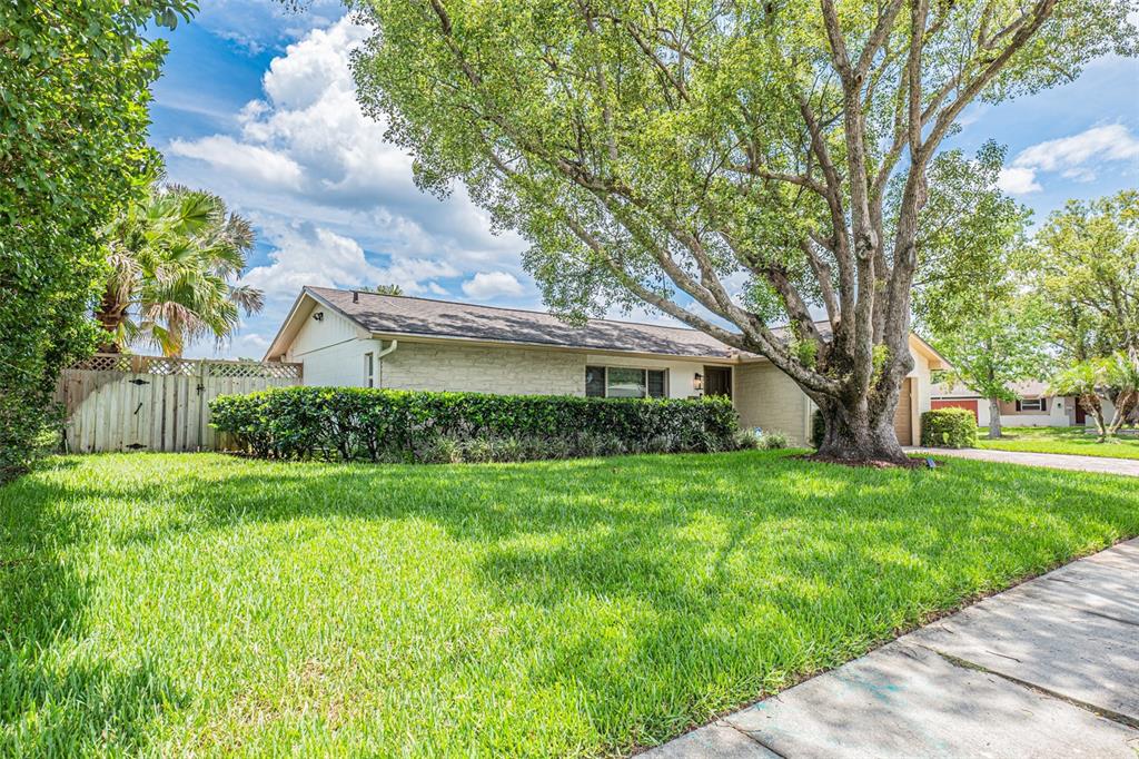 A single-story house with a large tree in the front yard and a wooden fence — 741 BROOKSIDE ROAD, MAITLAND, FL