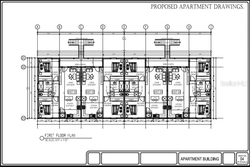 This is a floor plan for an apartment building featuring six residential units — 2679 LANDOVER BOULEVARD, SPRING HILL, FL