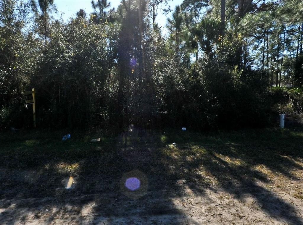 A wooded, undeveloped residential lot with a real estate sign on the left — N CRANBERRY BOULEVARD, NORTH PORT, FL