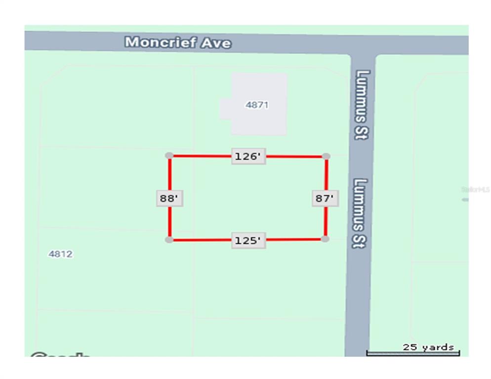 This is a map showing the dimensions of a rectangular plot of land — LUMMUS STREET, NORTH PORT, FL