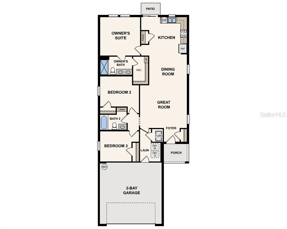 This is a floor plan for a three-bedroom home with a two-bay garage — 2077 GOLDEN BEAK DRIVE, EAGLE LAKE, FL