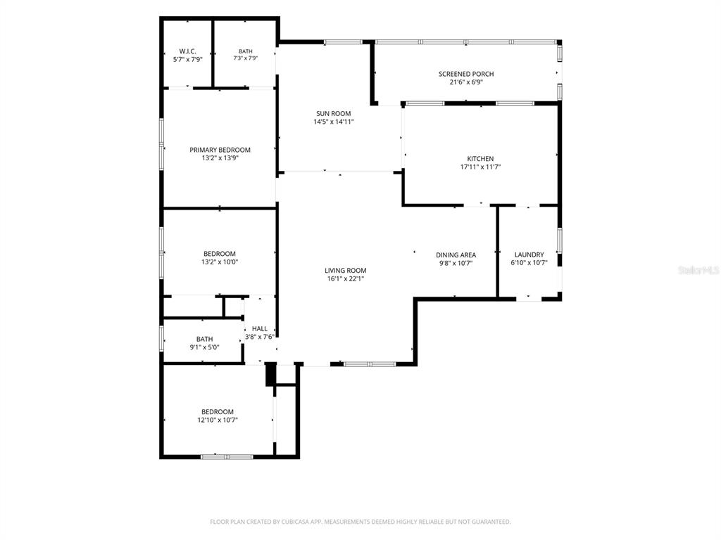 This is a floor plan showing the layout of a three-bedroom residential home — 1420 AVALON BOULEVARD, CASSELBERRY, FL