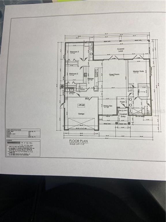 This is a floor plan for a single-story house featuring a garage, three bedrooms, and lanai — 410 CITROEN DRIVE, SEBRING, FL