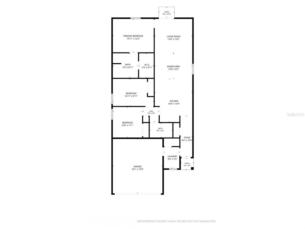 This is a floor plan of a single-story house with three bedrooms and a garage — 4637 SW 84TH STREET ROAD, OCALA, FL
