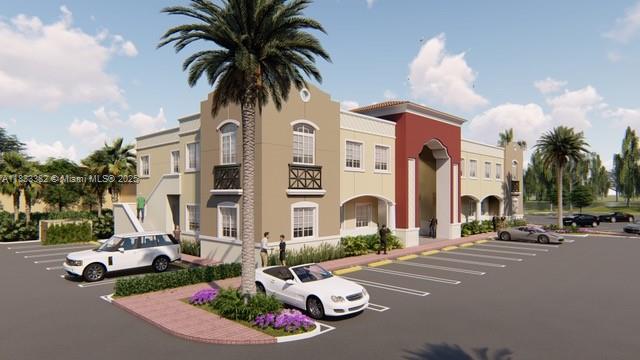 This is a digital rendering of a two-story commercial building with a parking lot — 12957 SW 132nd Ter, Miami FL 33186, MIAMI, FL