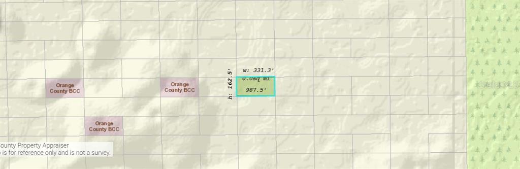This map shows a rectangular parcel of land highlighted in blue with its dimensions labeled — DILL ROAD, ORLANDO, FL