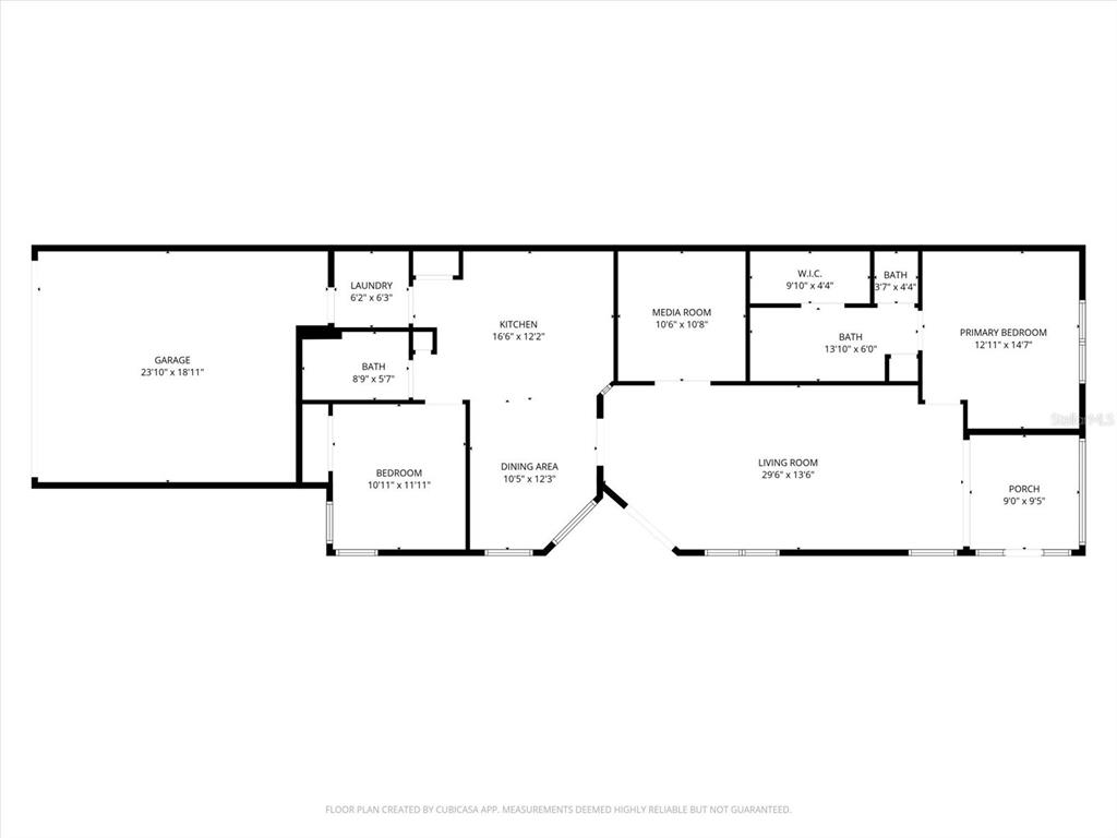 This is a floor plan showing a single-story home with a garage, kitchen, and living areas — 4693 WHISPERING OAKS DRIVE, NORTH PORT, FL