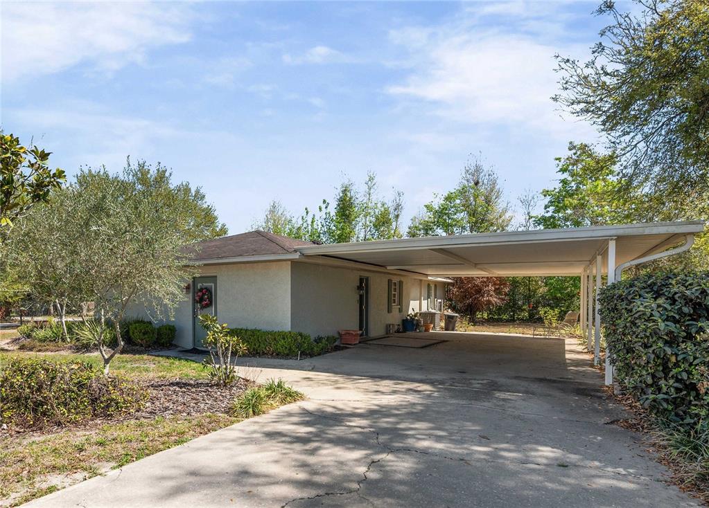 A single-story house with a concrete driveway and a large attached carport — 38732 TALL DRIVE, ZEPHYRHILLS, FL