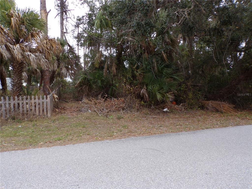 A view of a wooded, undeveloped lot next to a white picket fence and road — MUSIC LANE, NORTH PORT, FL