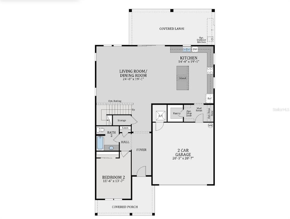 This is a floor plan for a home featuring a kitchen, living area, and garage — 2936 GARDEN TRAIL BEND, ST CLOUD, FL