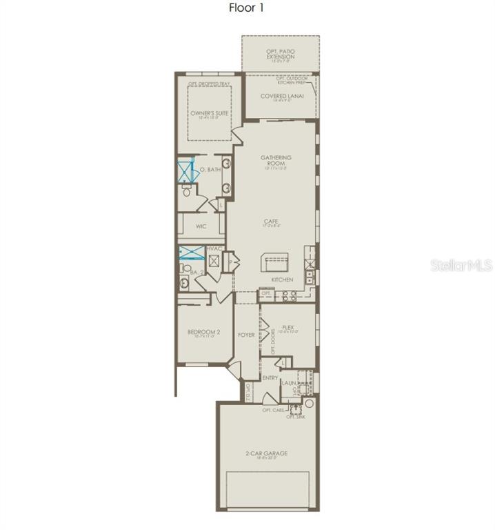 This is a floor plan for a single-story home with a two-car garage — 2615 HAMMOCK HARBOR AVENUE, ST CLOUD, FL