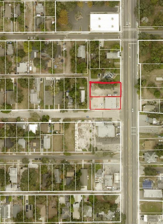 This aerial map shows a commercial property outlined in red along a busy road — 1139 DR MARTIN LUTHER KING JR STREET S, ST PETERSBURG, FL