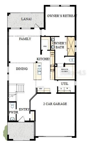 This is a floor plan for a single-story home with a two-car garage and lanai — 15227 EASTLYN DRIVE, BRADENTON, FL