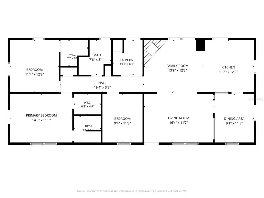 This is a floor plan for a house featuring three bedrooms, two bathrooms, and living areas — 702 DAVID AVENUE, INTERLACHEN, FL
