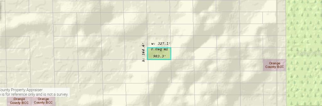 This is a map showing a highlighted rectangular land parcel with its dimensions and area — DILL ROAD, ORLANDO, FL