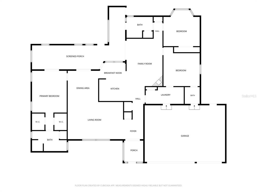 This is a floor plan of a single-story house with a garage and screened porch — 717 CEDAR KNOLL DRIVE S, LAKELAND, FL