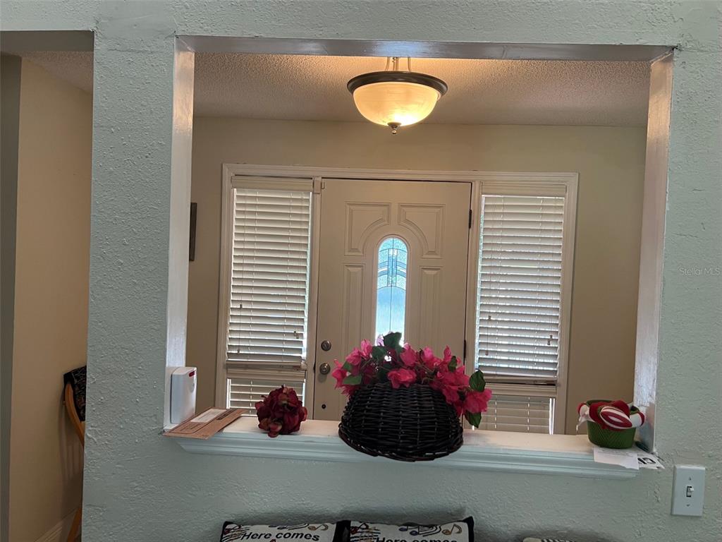 A view through a wall cutout shows a front door with sidelights and a light fixture — 4576 NORTH LANE, ORLANDO, FL