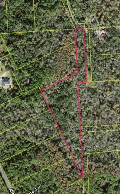 An aerial map shows a wooded plot of land outlined in pink — 0 PATRICIA TRAIL, KISSIMMEE, FL