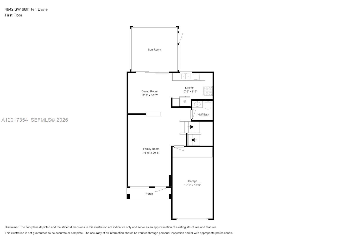 This is a floor plan for the first level of a residential home — DAVIE, FL