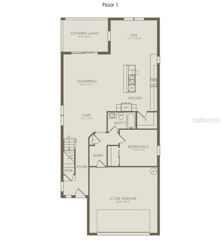 This is a floor plan for the first level of a home with a garage — 4813 FINLEY DRIVE, DAVENPORT, FL